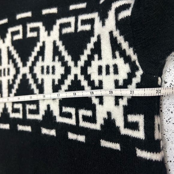 CeCe Black and White Patterned Turtleneck Sweater - Picture 6 of 9